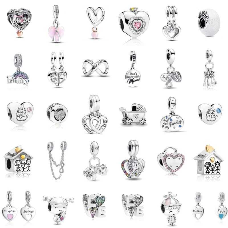 New Europe 925 Silver Family son Charm Fit Original Bracelet Accories Jewelry Pendant Boy Girl Shiny Mom Bead Sisters PendantXJ250607
