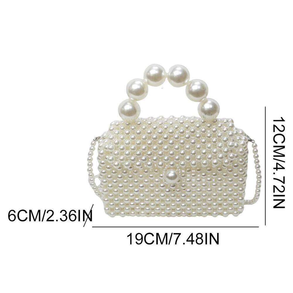 2024 Newest Handmade Pearl Knitting Evening Handbag Women's Snall Crossbody Bag High-end Hand-Woven Elegant Clutch Purses