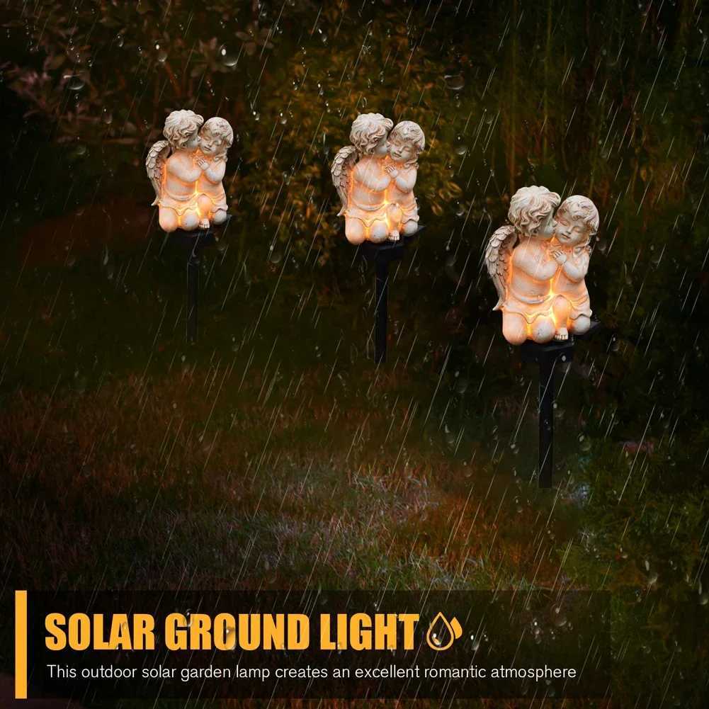 Solar Ground Plug Light Lighting Ornaments Resin Angel Lawn Decorative Light IP55 Waterproof Home Decor for Park Courtyard W250607