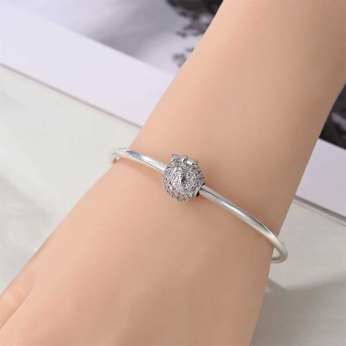 Classic 925 Sterling Silver Diamond Beads Lucky Chip Charm Fit Mother Bracelet Necklace DIY Jewelry Accessories XJ250607