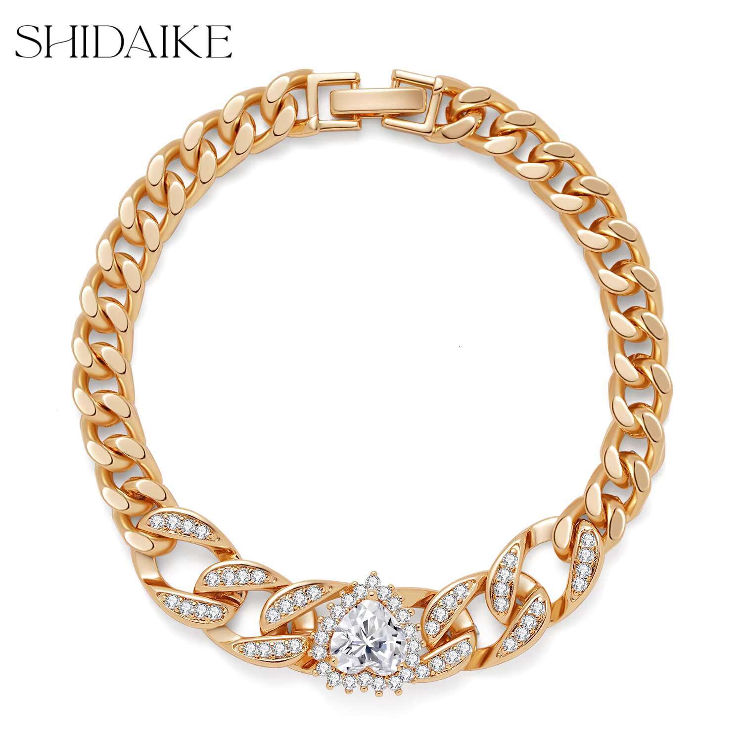 New Fashion Simple Style Hot Sale Gold Plated Jewelry Cuban Rhinestone butterfly Pendant Bracelet for Women and Men