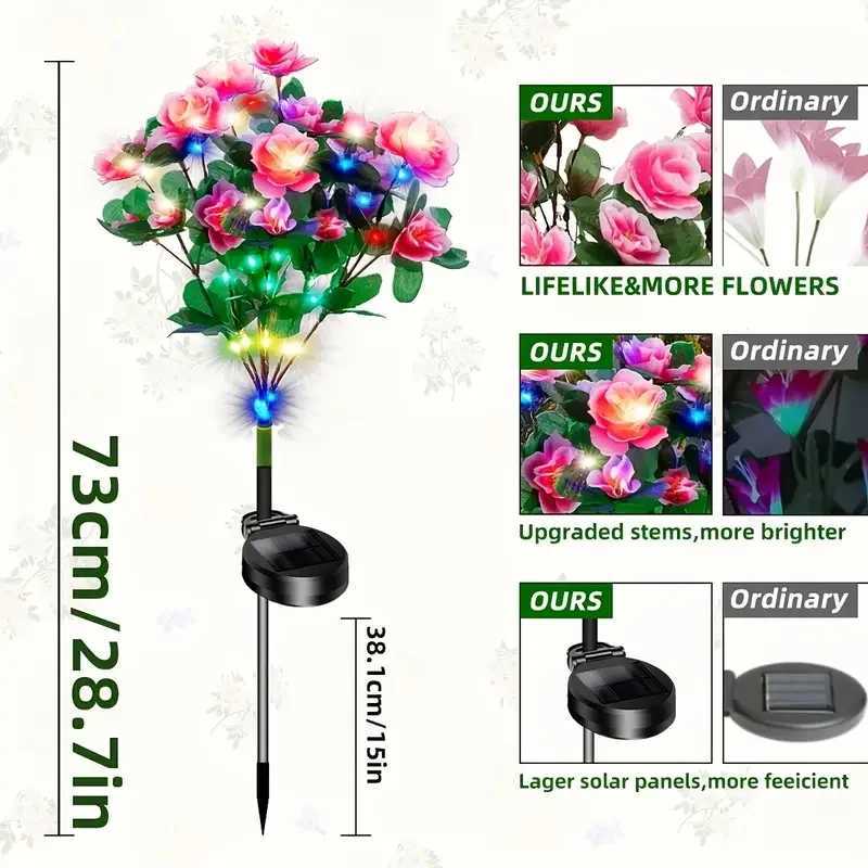 Azalea Lawn Lamp 7 Heads Flower Lantern For Outdoor Lighting Holiday Party Yard Garden Decorative Flowers Solar LED Warm Lights XJ250606
