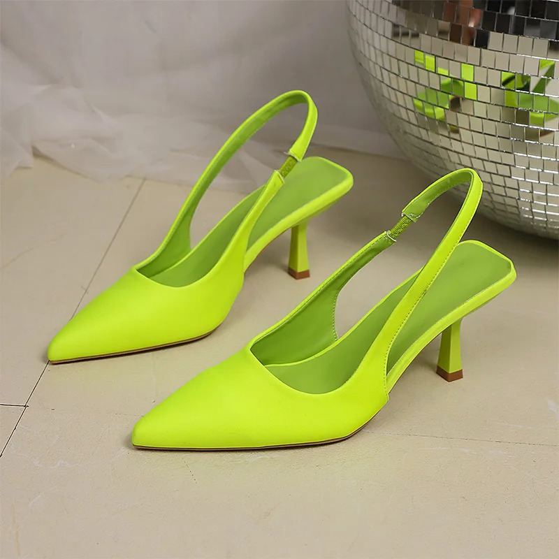 Light Green High Heels Sandals for Women Summer Lightweight Thin Heeled Sandals Slingback Pointed Toe Party Dress Shoes 250605