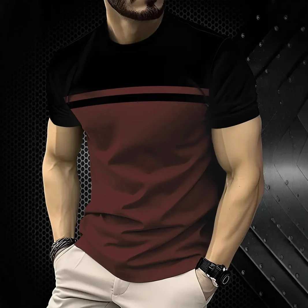 3D Print Lattice Stripes T Shirt For Men Color Block Pattern Short-Sleeved Tees Harajuku Streetwear Tops O-Neck T-Shirt Clothes W250607