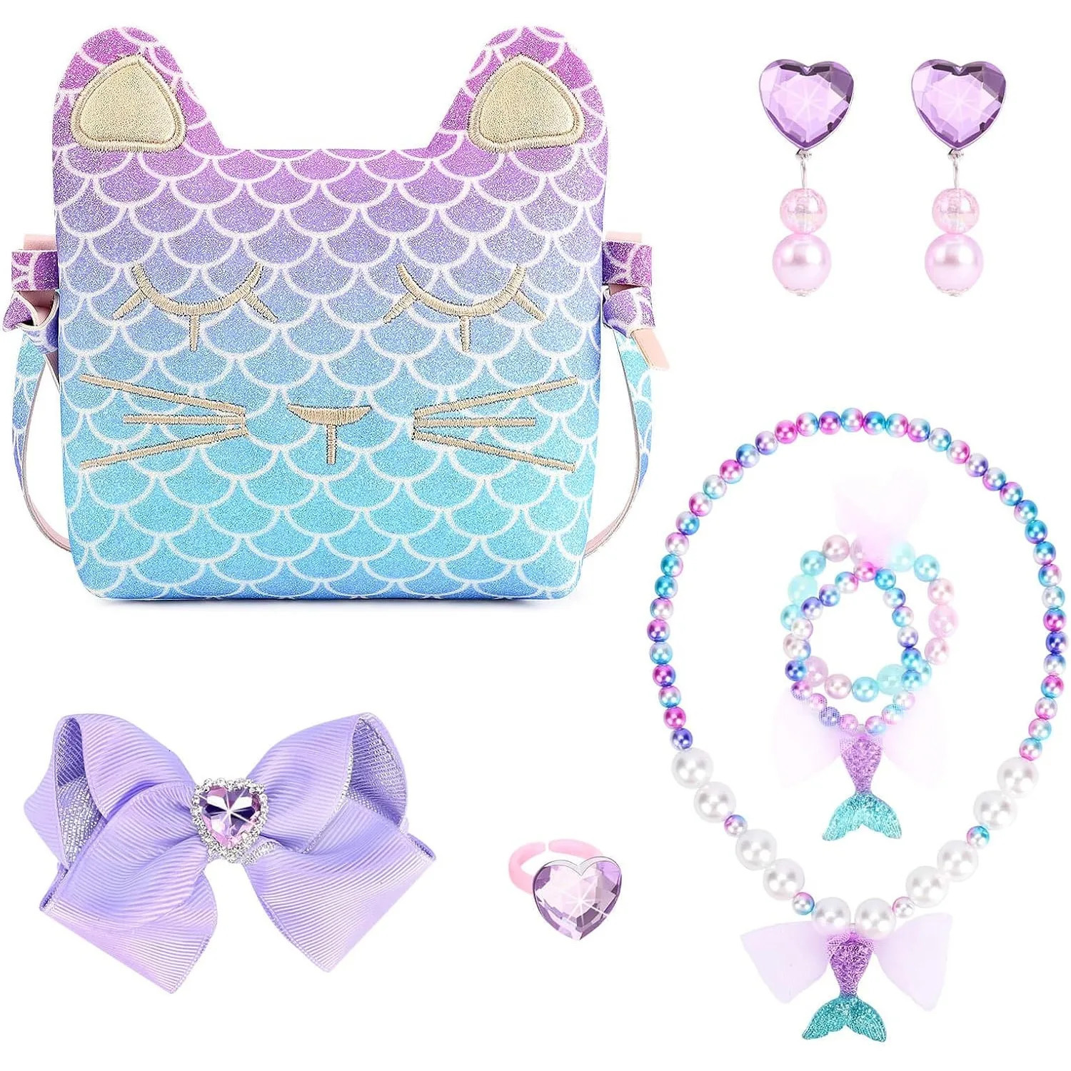 Purse for Little Girls Dress Up Jewelry Pretend Play Kids Accessories Mermaid Gifts 250605