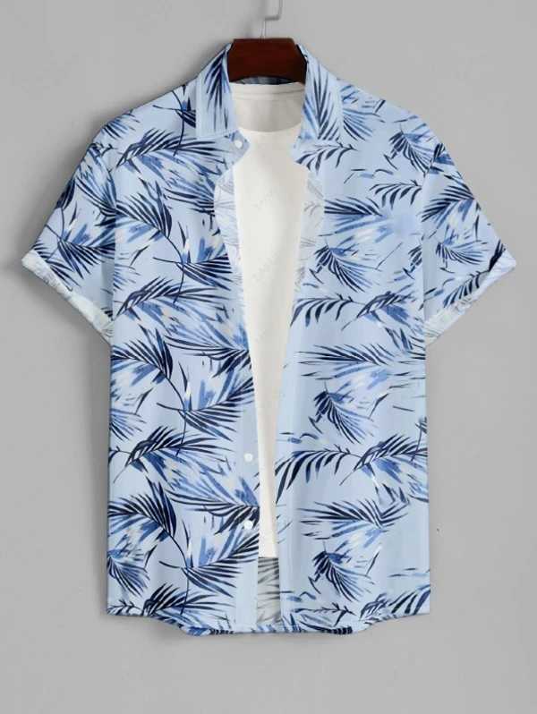 Hawaiian style shirt for men loose short sleeve tops 3D print tropical plant print beach vacation and weekend adventure shirt W250607