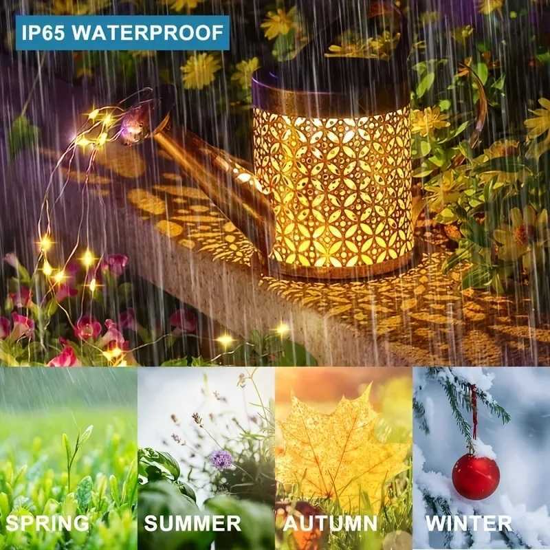 Solar Watering Can Light Outdoor Waterproof Shower Light LED Fairy Art for Walkway Garden Patio Lawn Decoration Lighting XJ250606
