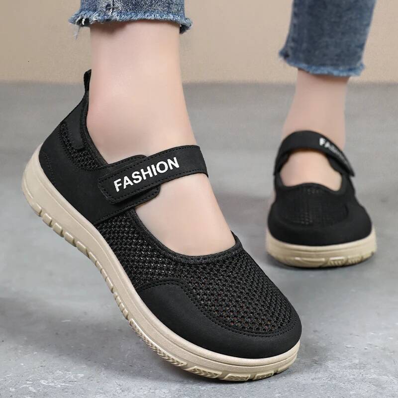 Ddmyoutdoor Ddmyoutdoor Women Summer Mesh Outdoor Flat Bottomed Soft Sole Breathe Cover Wearing Healthy Walking Casual Vulcanized Shoes Outdoor Shoes