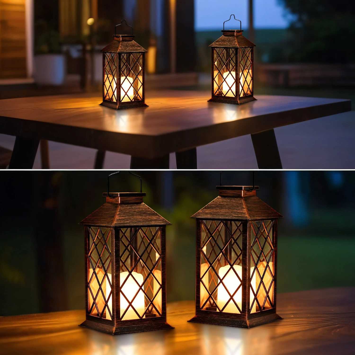 1 Pc Solar Hanging Lamp Flickering Flameless Candle Waterproof LED Light For Garden Table Patio Lawn Outdoor Party Decorative XJ250606