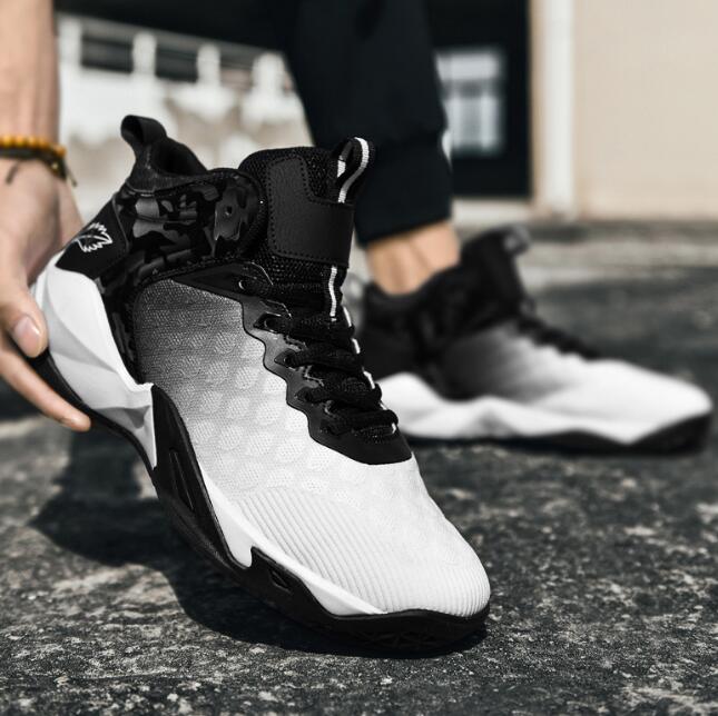 Four Seasons Men's Shoes Basketball Shoes Flyknit Mesh Breathable Mid Top Training Shoes Cross border Foreign Trade Men's Sports Shoes Z 6.5