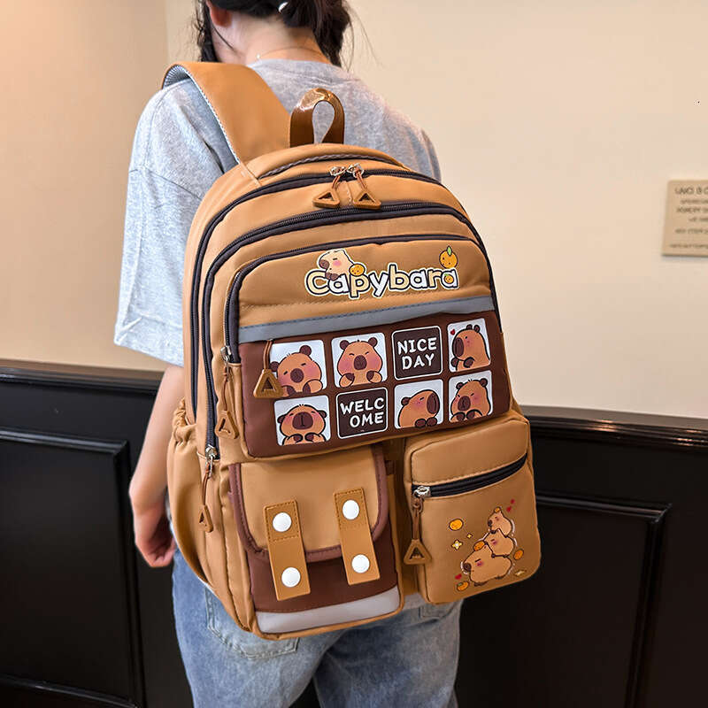 Kapibala Print Boys Girls Colorful Backpack Casual Trendy Cute Women Student Bag