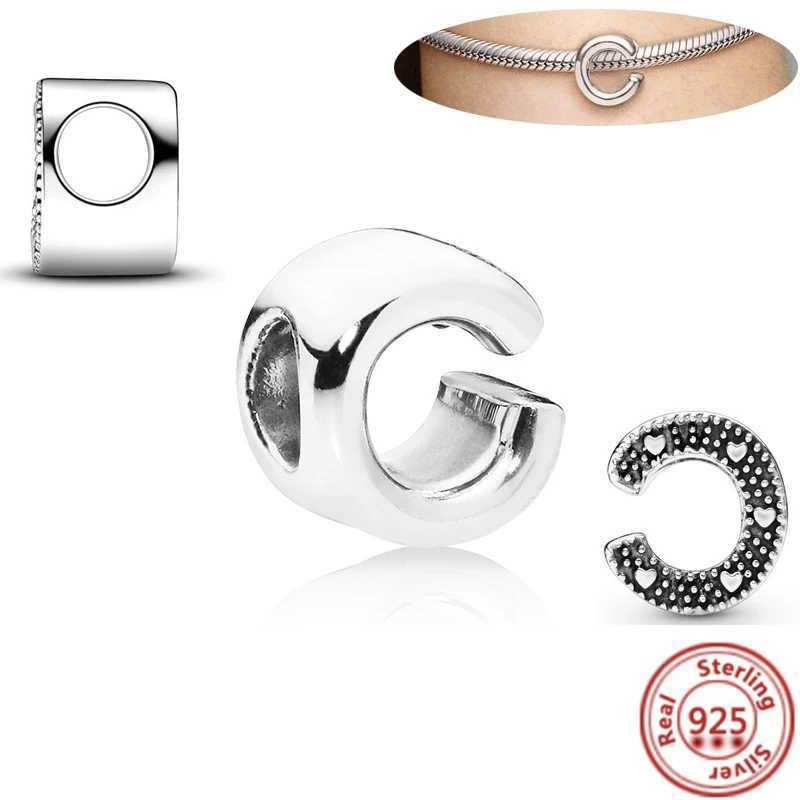 Real 925 Sterling Silver Letter Alphabet A to Z 26 Beads Fit Original Pantaro Charms Bracelet Women DIY Jewelry AccoriesXJ250607