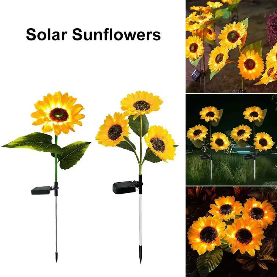 LED Solar Sunflowers Flower Light Home Decorative Flower Lights Garden Decoration Lawn Lamp Waterproof Landscape Flower Light XJ250606