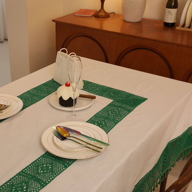 90077 tassel natural plain cotton and linen tablecloth cover cloth white tablecloth dustproof coffee table piano cover towel