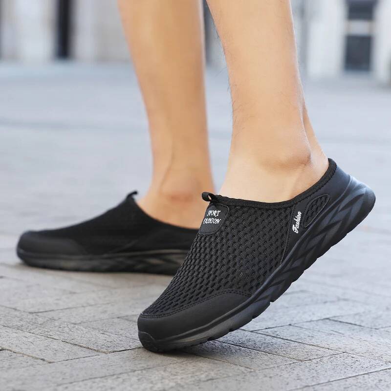 Ddmyoutdoor MAEDEF Man Half High Quality Anti Slip Men Leisure Shoes Mesh Breathable Soft Comfortable Flat Bottomed S Slippers Outdoor Shoes