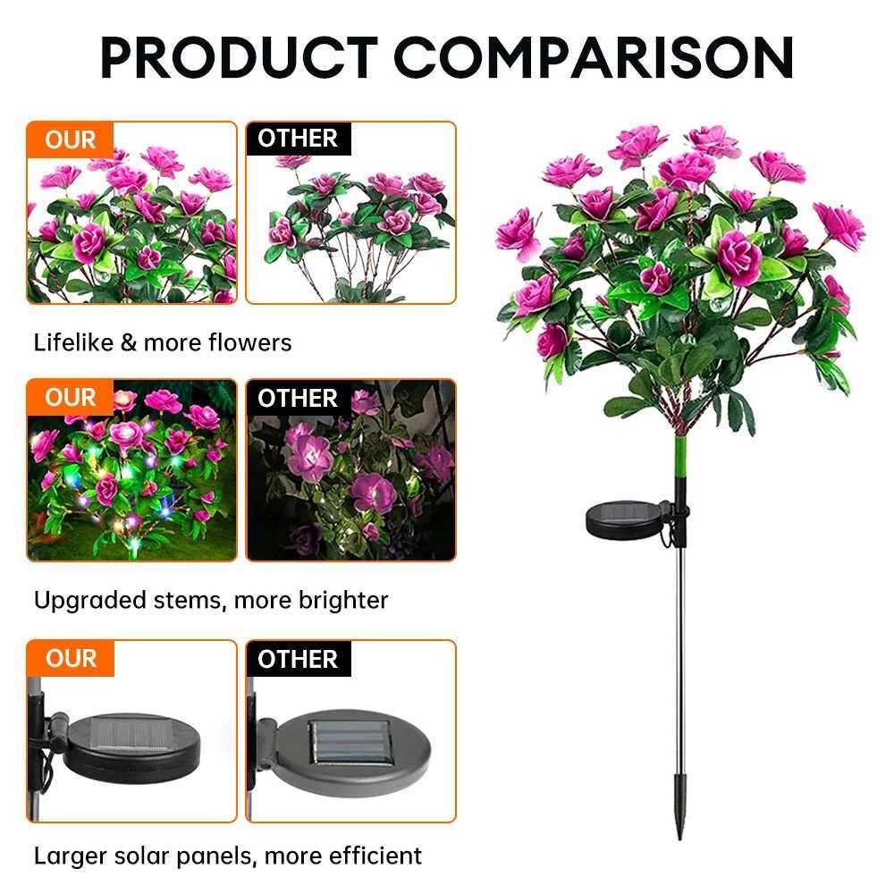 42LED Solar Lawn Lights Azalea Flowers Garden Tree Lights Outdoor Waterproof Landscape Decorative Lamp for Pathway Patio Yard XJ250606