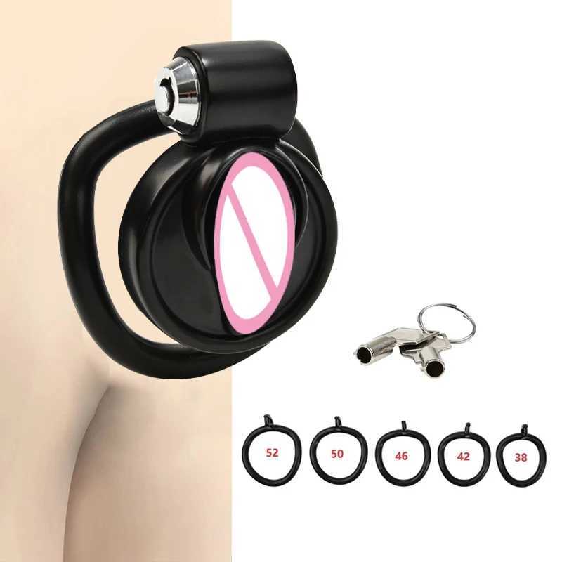 Pink Male Penis Chastity Cage Set Bird Chastity Cage Belt With 5 Size Rings Abstinence Lock Ring Lock Bondage Slave Man Sex Toy XJ250607