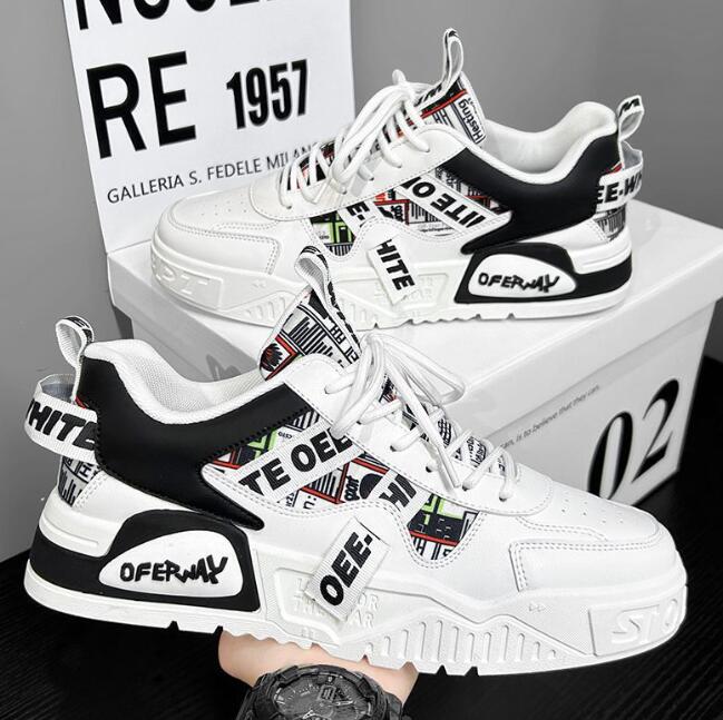 Men's shoes, breathable in spring and summer new trendy brand thick soled sports and leisure board shoes, niche and versatile trendy shoes Z 6.5-