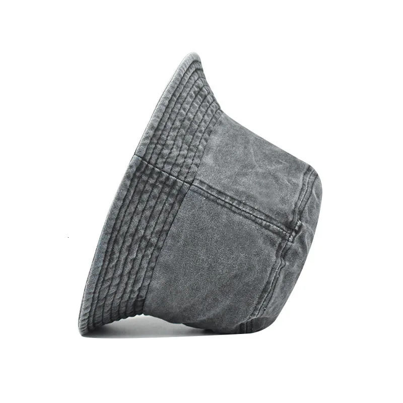 Solid Cotton Washed Denim Bucket Hats Unisex Bob Folding Fisherman Wide Brim Caps Hip Hop Gorros Men Women Panama Bucket Cap 250605