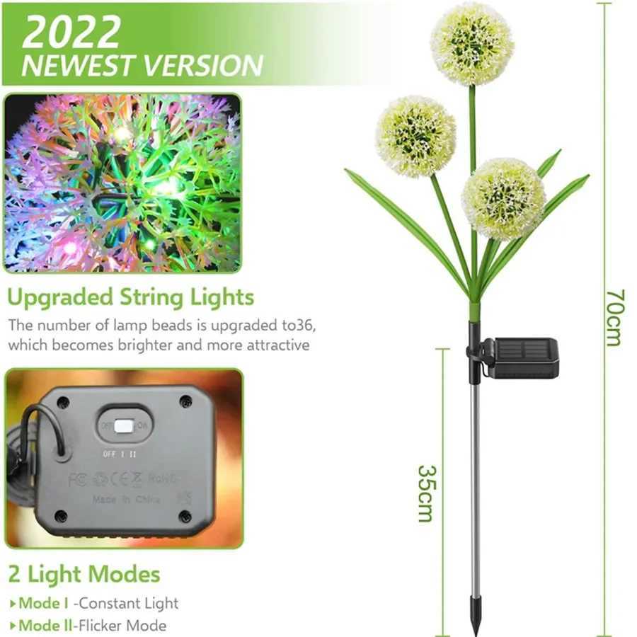 New Creative LED Solar Garden Light Outdoor Waterproof Dandelion Lawn Lamps for Pathway Yard Patio Decoration Landscape Lighting W250607