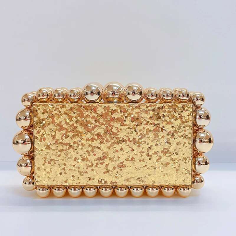 Leopard Beads Acrylic Box Evening Clutch Bag 2023 Women Designer Sequin Purses And Handbags Wedding Party Purse Clutches