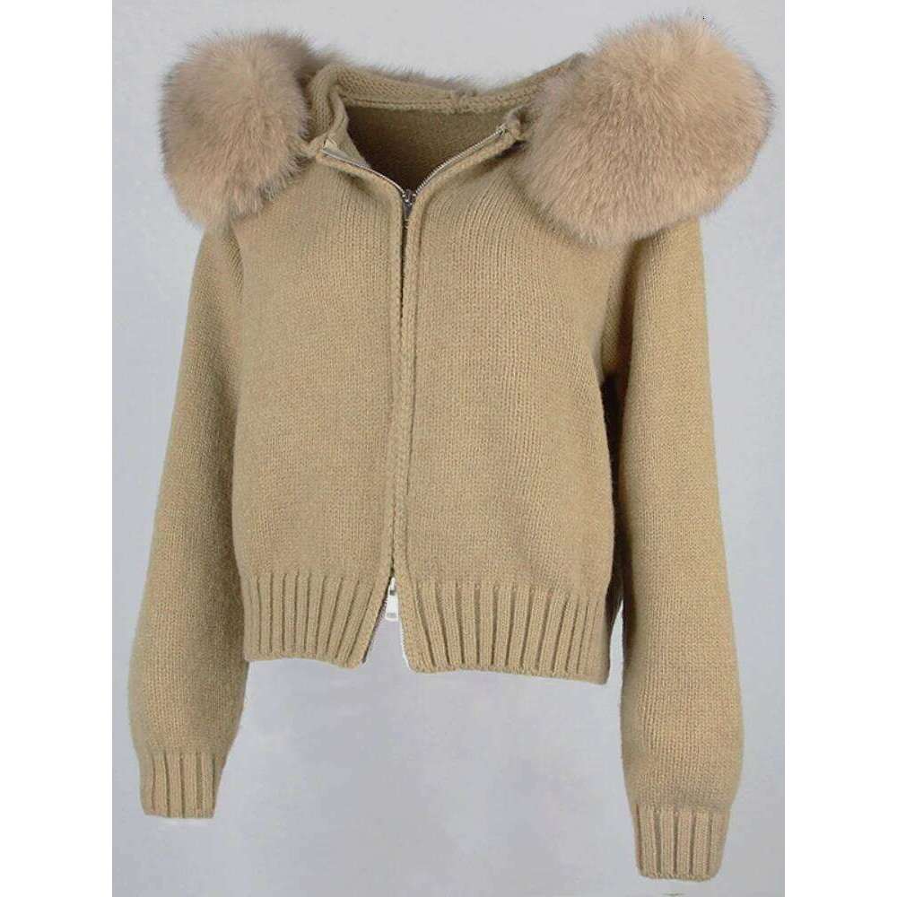 OFTBUY 2023 Autumn Winter Casual Hooded Real Fox Collar Fashion Short Knitted Jacket with Natural Fur Coat for Women