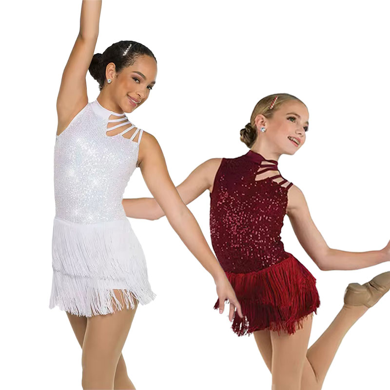 Wholesale Retail Custom Children Girls Sequins Modern Dance Ballet Training Wear Dance School Group Performance