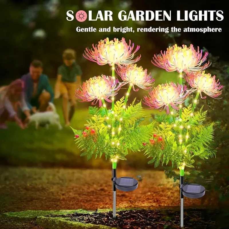 Outdoor LED Solar Landscape Lamp Red Spider Lily Waterproof Garden Lights for Garden Pathway Yard Lawn Backyard Decor W250607