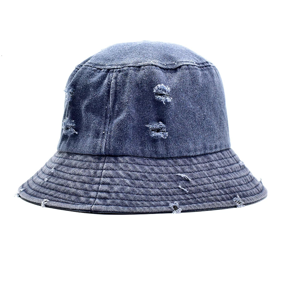 Fashion Women Men Washed Denim Solid Vintag Bucket Hats Lady Male Spring Summer Autumn Panama Fisherman Cap Hat For Women Men 250605