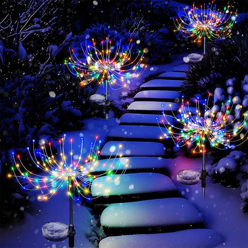 420LED Solar Power Firework Garden Lights Decoration Pathway Outdoor Waterproof Patio Lawn Landscape Yard Solar Light W250607
