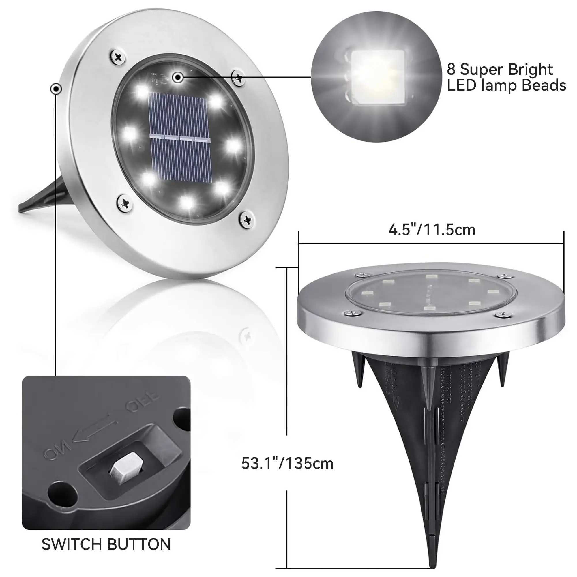 12 Pack Outdoor Waterproof Solar Lights LED Underground Lights for Yard Patio Garden Lawn Balcony Outdoor Pathway XJ250606