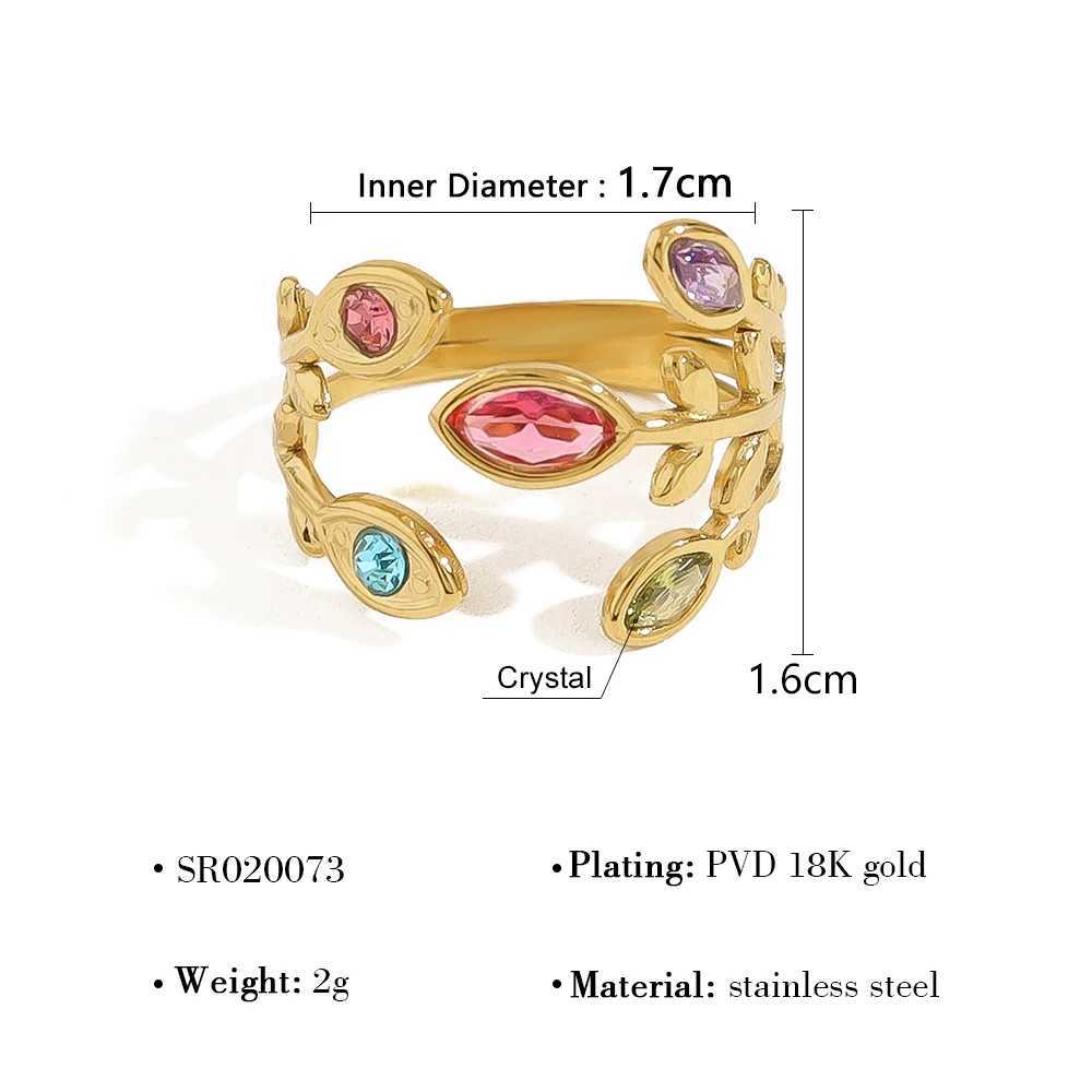 WILD FREE Exquisite Luxury Crystal Stainless Steel Rings for Women 18K Gold Plated Chic Vintage Trendy Waterproof Jewelry W250606