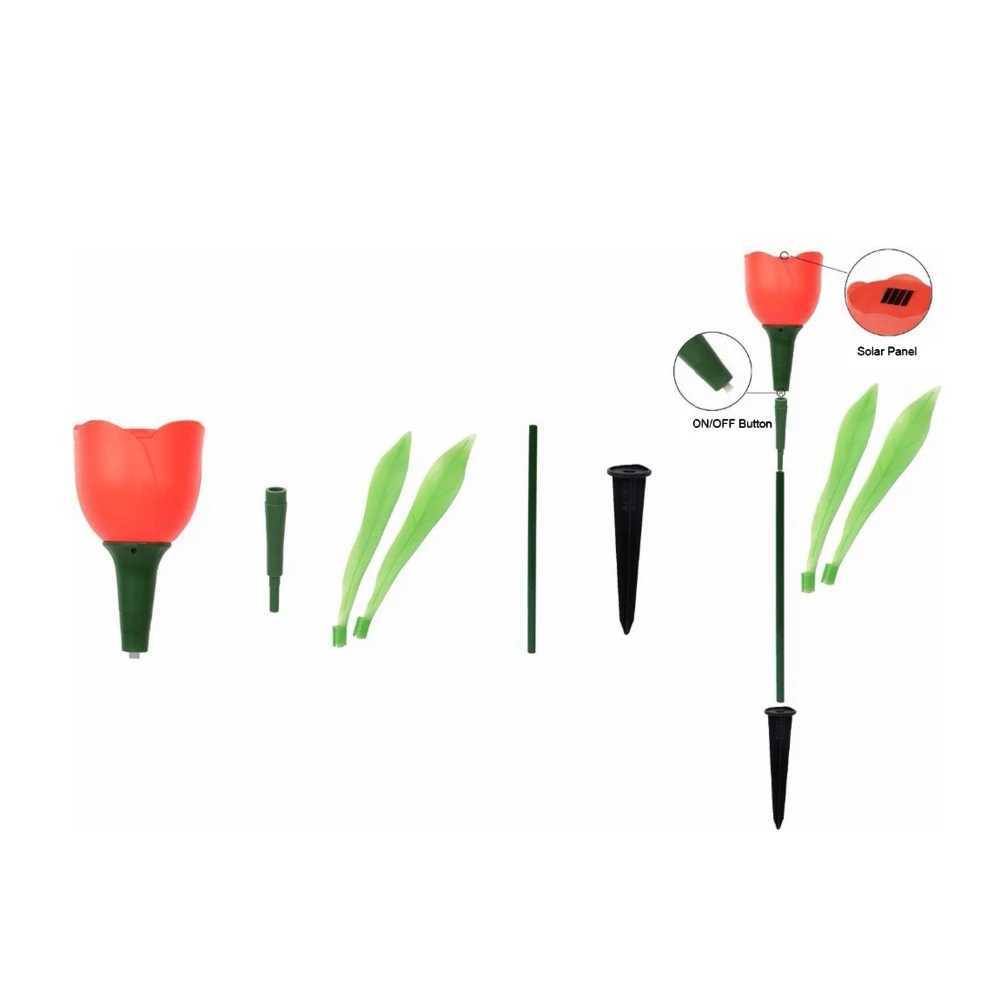 Solar Light Outdoor Solar Powered LED Tulip Flower Lights Garden Yard Path Way Color Lamp Lawn Christmas Holiday Decoration W250607