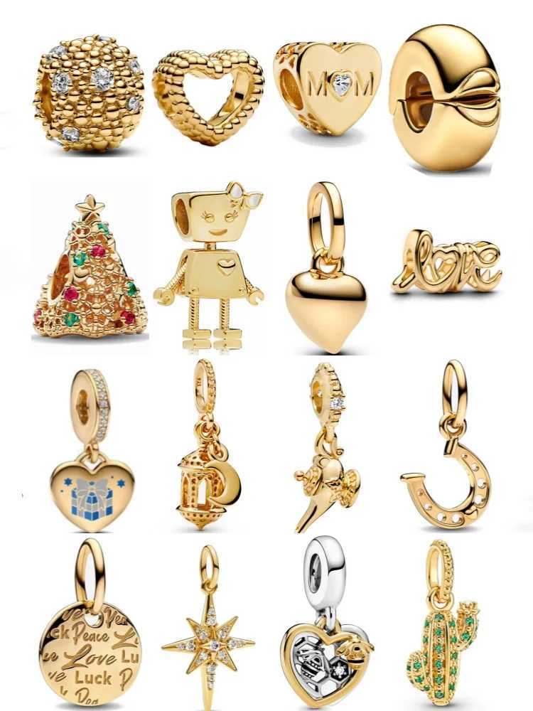 Gold Color Original Charm Sun Star Key Lock DIY Bead Fit Original European 925 Sterling Silver Bracelet Jewelry Accessories XJ250607