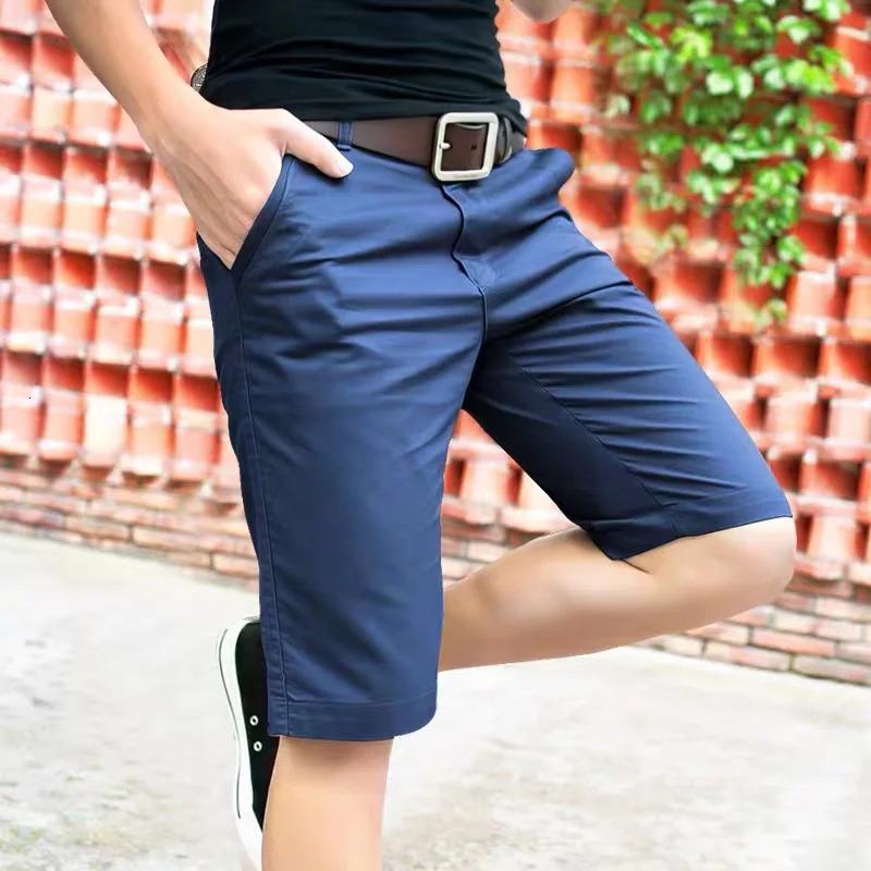 Man Short Summer 100% Cotton Solid Shorts Male Quality Casual Business Social Bermuda Men Shorts Hombre Half Pants 250605