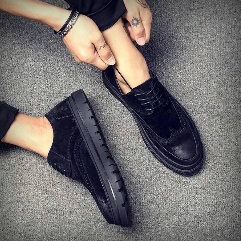 Ddmyoutdoor Brand Fashion Mens Flats Casual British Style Oxfords Business Men Dress Suede Brogue Party Formal Shoes Gh Outdoor Shoes