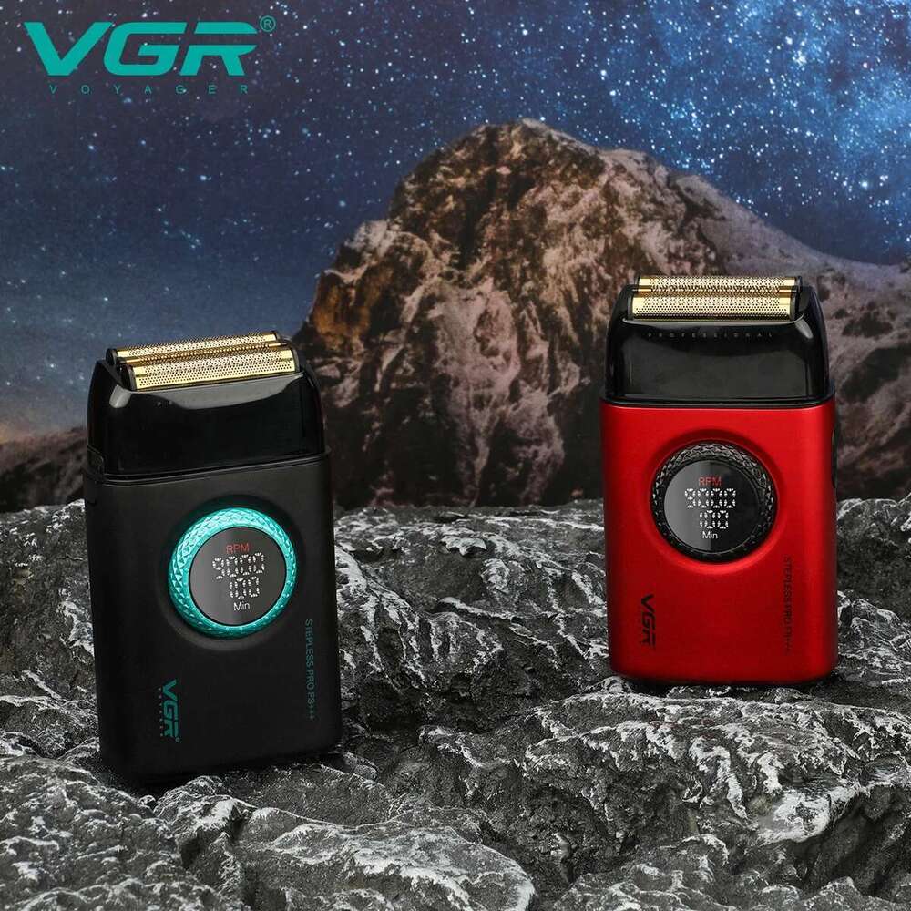 VGR Electric Professional Beard Rechargeable Trimmer 9000 RPM Razor Digital Display Shaver For Man V-378