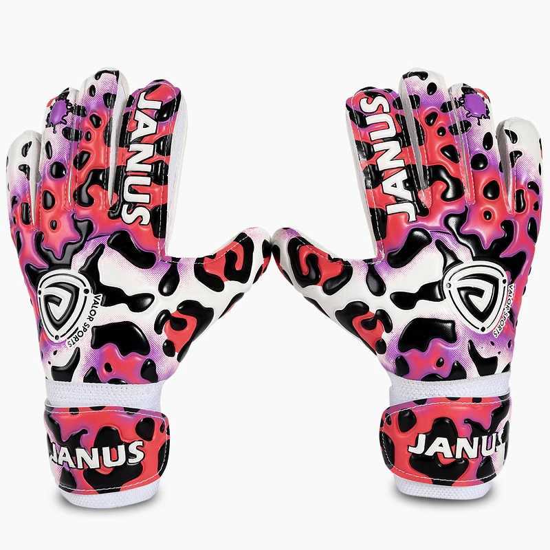 Professional Children Finger Protection Outdoor Latex Thickened Soccer Goalkeeper Gloves Leopard Printed Goalie Gloves XJ250606
