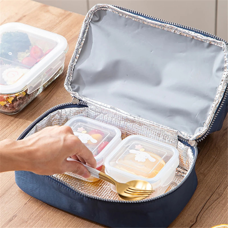 Double Layer Portable Thermal Lunch Bag Large Capacity Outdoor Picnic Food Insulated Cooler Bags Bento Box Pouch Ice Pack 250606
