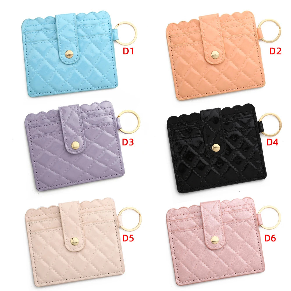 PU Leather Leopard Colorful Green Pink Golden Champagne Pattern Plaid Lattice Key Buckle Bank Student Bus ID Card Holder 250605