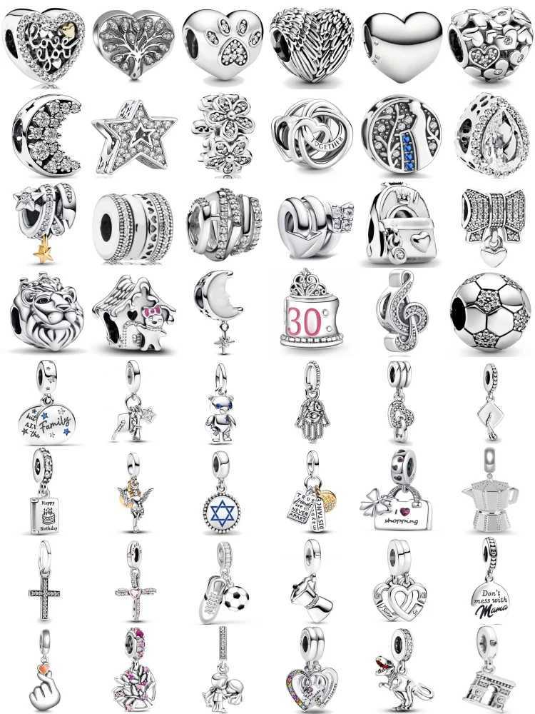 2025 New S925 Silver Spring Ball Bear Cross Pendant Suitable for Original Bracelets DIY Accessories Womens Charm Jewelry Gifts XJ250607