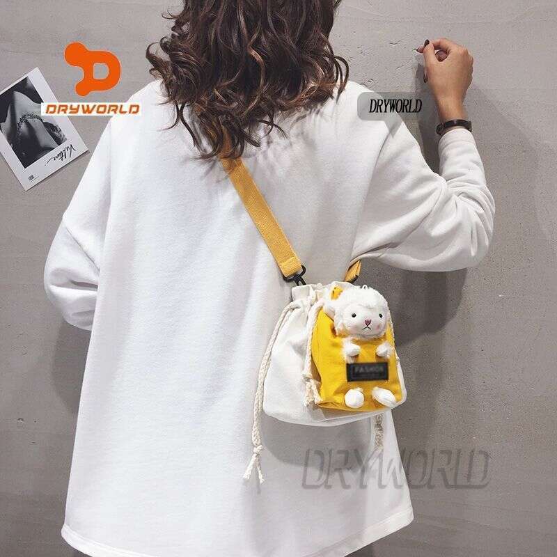 Cute Little Sheep Canvas Crossbody Female Students New Single Shoulder Bag Ins Style for Girls
