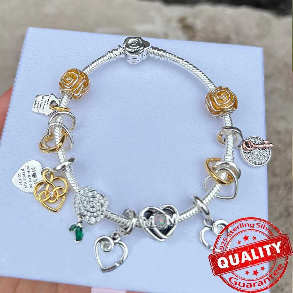 New Arrival 925 Sterling Silver You Mom Entwined Infinite Hearts Charm Fit Original Bracelet for Women Necklace DIY Jewelry XJ250607