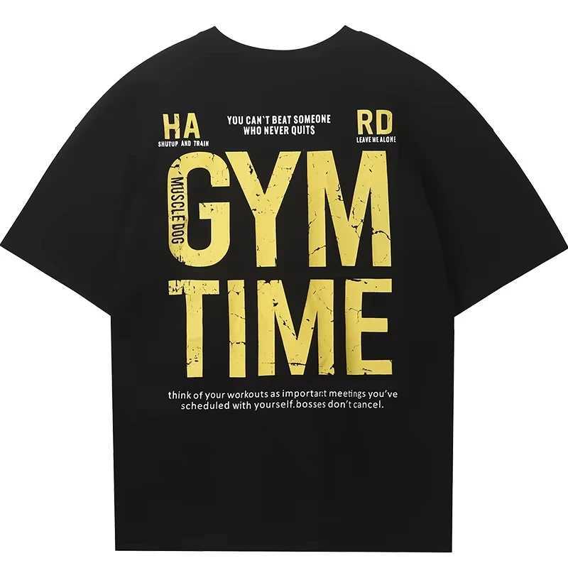 Muscle Dog Short Sleeve Mens Trend Summer American Print Loose Training Wear Athleisure Short Sleeve T-Shirt Harajuku X250607