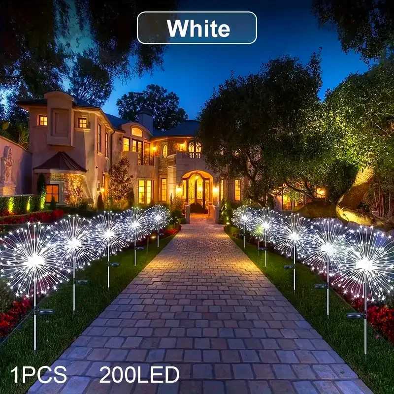 Solar Firework Lights Outdoor Waterproof Grass Globe Dandelion Lamp Decorative Lights for Garden Christmas Lawn Pathway XJ250606