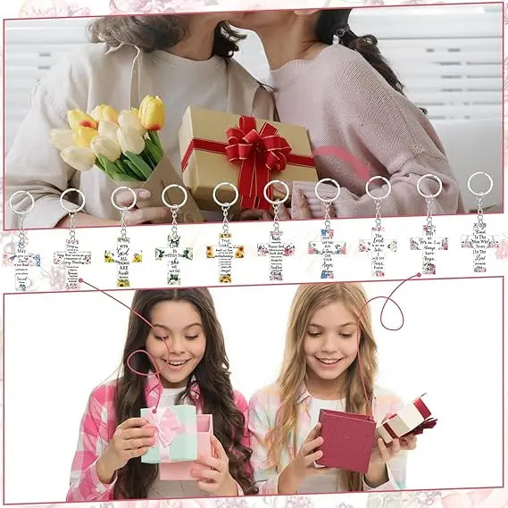 Bulk acrylic Christian keychains Bible verse inspirational gifts for moms 250606