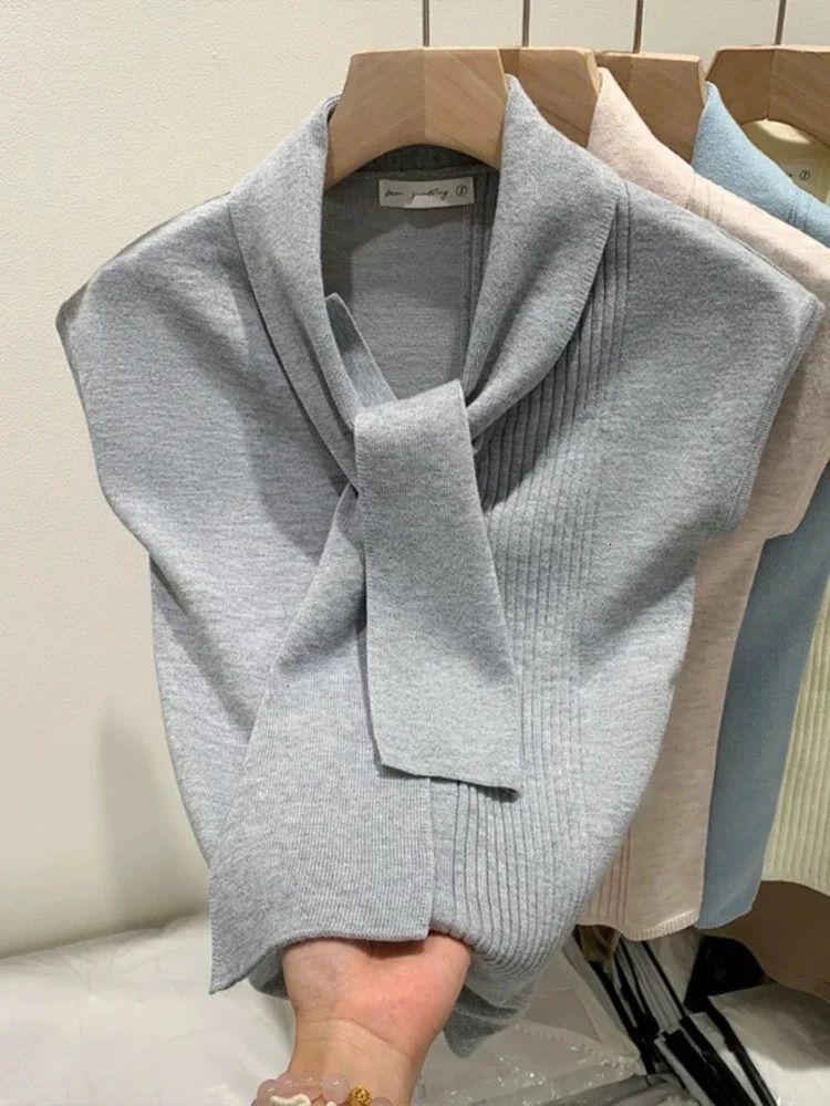 2025 Women Knitted Tank Top Thin Tops Basic Casual Oneck Tees Sleeveless For 250530