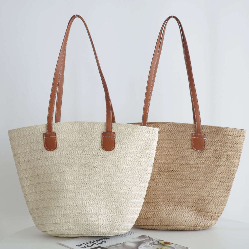Straw Beach Tote New Style Straw French Tote Handbag Woven Shoulder Women S Fashion Vacation Beach Bag Straw Large Tote