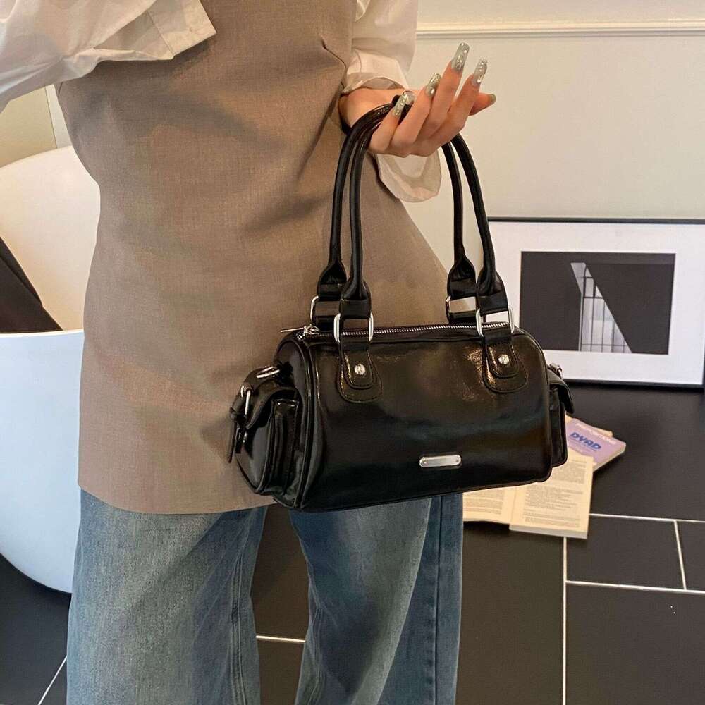 Korean Style Simple Boston Handbag Women Trendy Fashion Baguette Casual Versatile Underarm Shoulder Bag