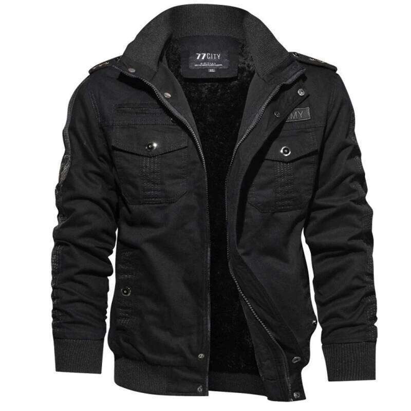 2024 Men's Jacket Autumn Winter Fleece Tactical Jackets Men Casual Multiple Pockets Windproof Outdoor Workwear Coat